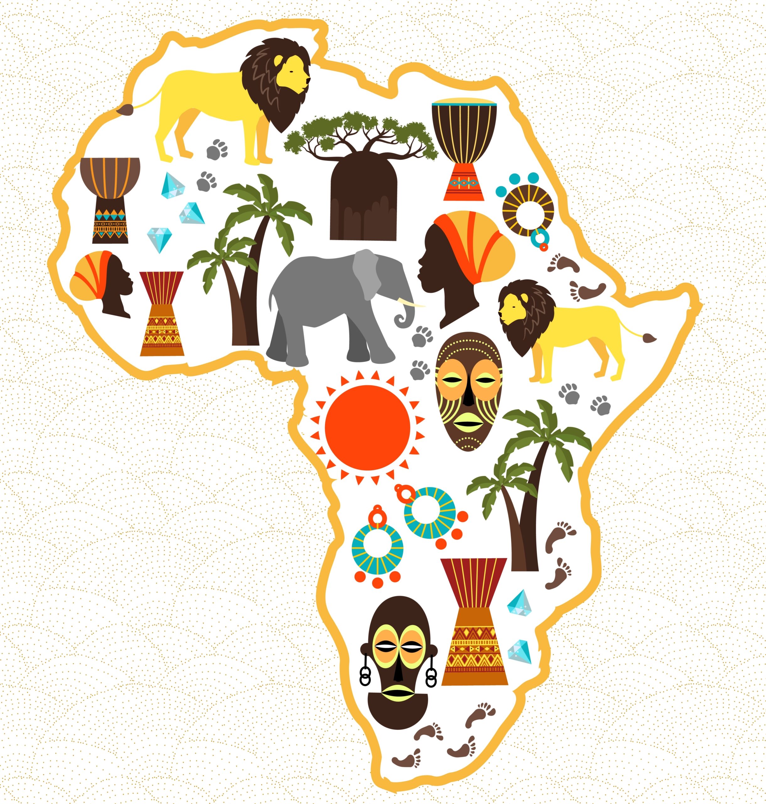 Africa map with african icons